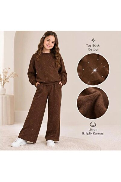 Lmn Lycra 2-Strip Stone Print Detail Girls' Set