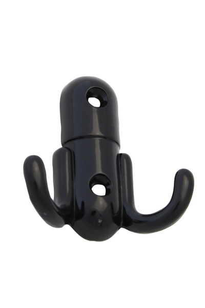 OEM Cuier mobila cu 2 agatatoare, zamac, negru, pentru baie, dormitor, hol, p...