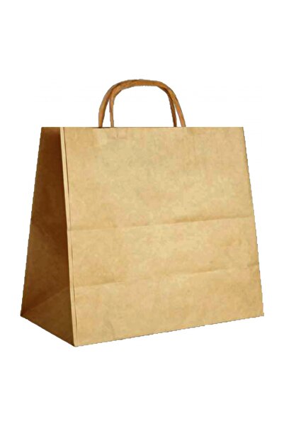 Kraft Kağıt Çanta Burgu Saplı 32x41x12 cm Kahverengi 80 gr - 100 Adet