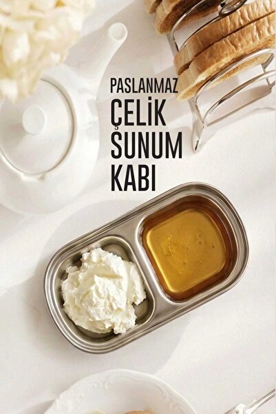 HOMENIVA 2 Bölmeli Paslanmaz Çelik Sos Kabı – Kahvaltılık Meze ve Sosluk