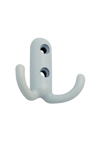 OEM Cuier mobila cu 2 agatatoare, zamac, alb, pentru baie, dormitor, hol, pri...
