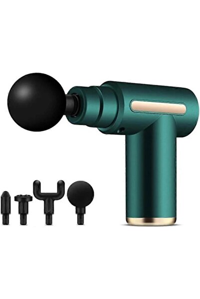 OEM Преносим масажен пистолет, 4 накрайника, 6 скорости, USB-C, 19x14x5см, черен