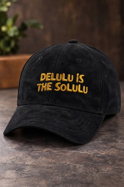 barsdepo Delulu İs the Solulu Embroidered Suede Hat Unisex |   Gothic Design ...