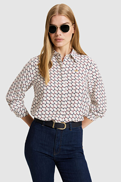 U.S. Polo Assn. Kadın Krem Uzun Kollu Gömlek 50329501-VR256