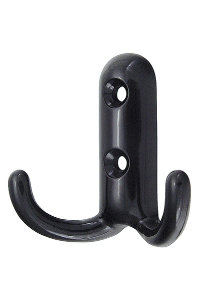 OEM Cuier mobila cu 2 agatatoare, zamac, negru, pentru baie, dormitor, hol, p...