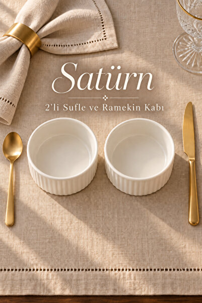 Heda Porselen 10 cm 2-Piece Porcelain Soufflé Bowl – Mini Oven Dish / Ramekin