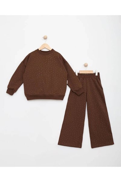 Lmn Lycra 2-Strip Stone Print Detail Girls' Set
