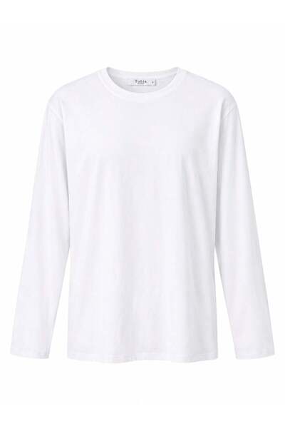 TUBİA Tricou de bază cu mânecă lungă de culoare albă pentru femei