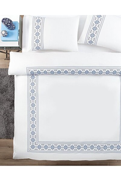 Madame Coco Adenya Sepeti Aire Double 100% Cotton Duvet Cover Set - Blue
