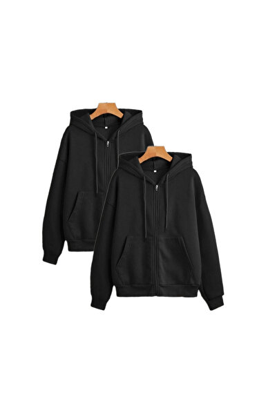 luci sports Unisex Black 2-Piece Seasonal Cardigan with Zipper