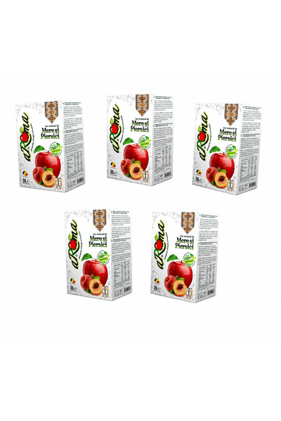 Aroma Pachet 5 cutii suc de mere si piersica, presat la rece, fara zahar adau...