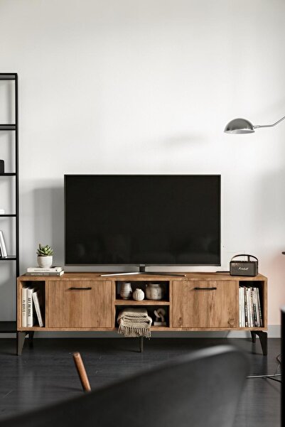 Modern TV Ünitesi 160 cm Televizyon Sehpası, Dolaplı Raflı Çok Amaçlı Konsol