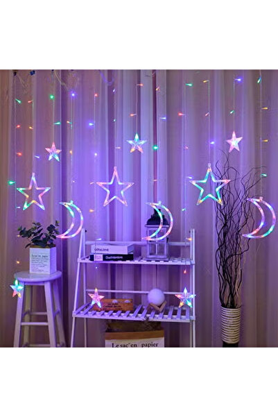 KEKE LED 5 pointed Star Curtain String Waterproof Fairy Lights with Remote an...