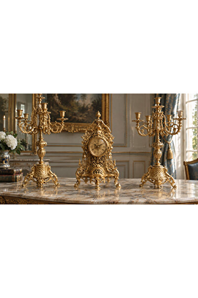 Alexandria Artistic Masterpiece Brass Candlestick Set - Egyptian