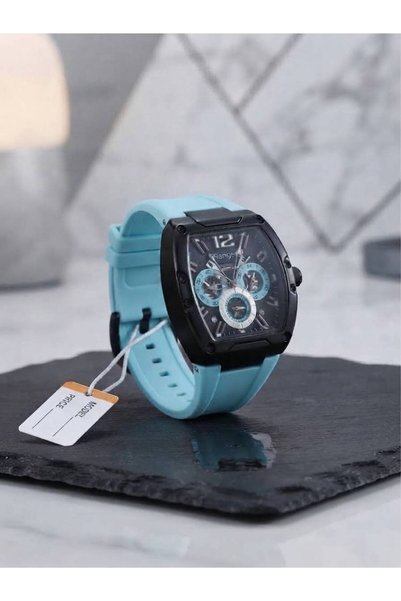 Generic Brand Ranger Casual Analog Quartz Watch with Black Dial and Light Blu...