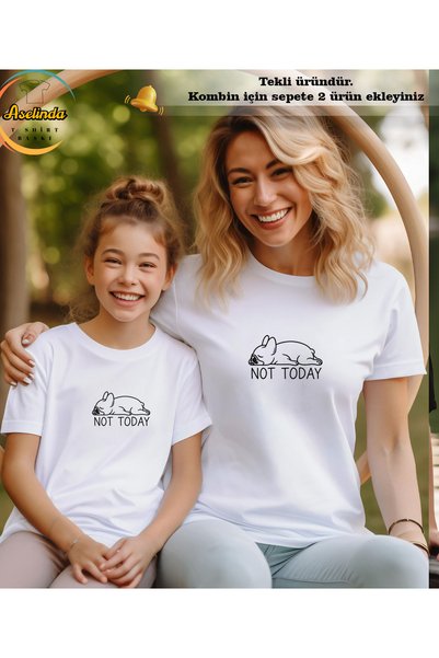 ASELİNDA Casual Versatile "Not Today" Dog Graphic Round Neck Short Sleeve T-Shirt
