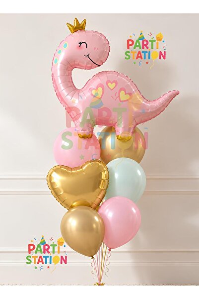 Parti Station Cute Pink Dinosaur Concept Balloon Set - 5 Pieces