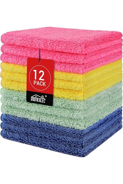 HOMEXCEL Microfiber Washcloths 12 Pack, Highly Absorbent and Soft Face Towel,...
