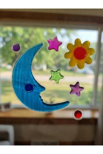 Yenigeldi 3D Moon Figure Wall Sticker, Moon Star Figure Sticker