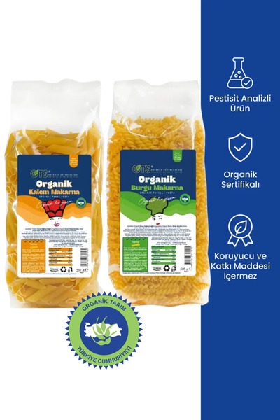 OTS Organik Makarna Seti – Kalem Makarna + Burgu Makarna 2'li Set (Organik Se...