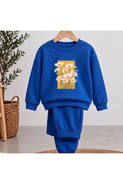 playwear Team Sweatshirt Daisy Square Printed Girls Boys Crew Neck