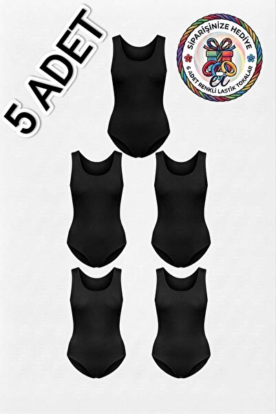 Seher Yıldız 5'li Paket Geniş Askılı Pamuklu Likralı Kancalı Kadın Body Çıtçı...