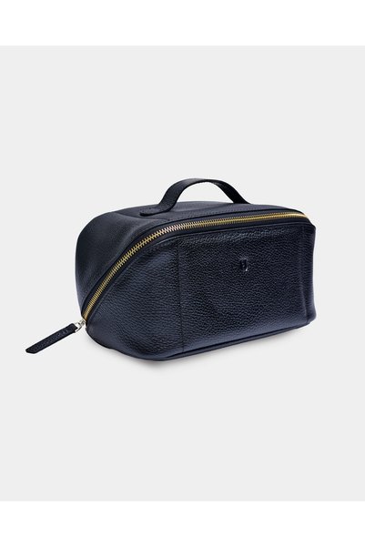 HELMBROOK London Stella Leather Cosmetic Bag Flotter Black