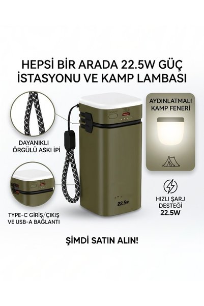 lstri 20.000 Mah 22,5W PD Hızlı Kablolu Kamp Lambası Outdoor Serisi Powerbank Taşınabilir açık seyahat kamp ışık dahili kablo PowerBanks