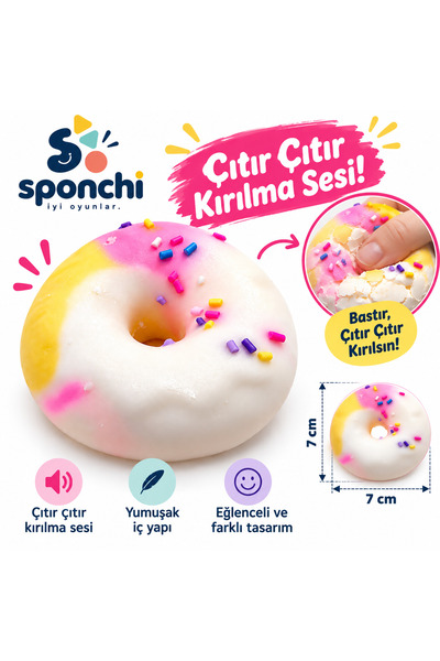 Genel Markalar Sponchi Donat Mum Kaplı Çıtır Çıtır Kırılan Yumuşak Fidget Sık...
