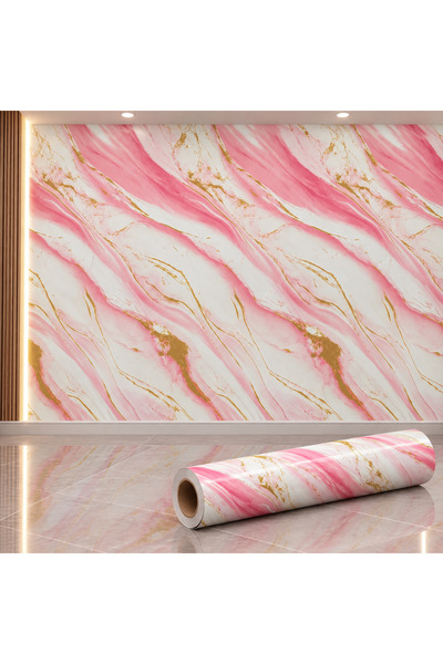 Tapetoo Home Decor Ταπετού ®   Ροζ, Λευκό & Χρυσό Μαρμάρινο Ταπετσαρία Μαρμάρ...