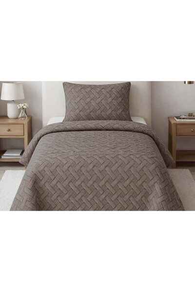 Merinos Elegance Yatak Örtüsü Seti Tek Kişilik Aleda Vizon