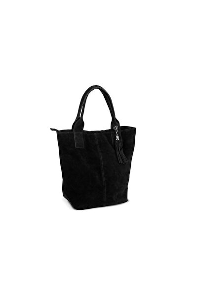 Kaletnik Geantă de umăr shopper din piele întoarsă cu borsetă, Wino Negru