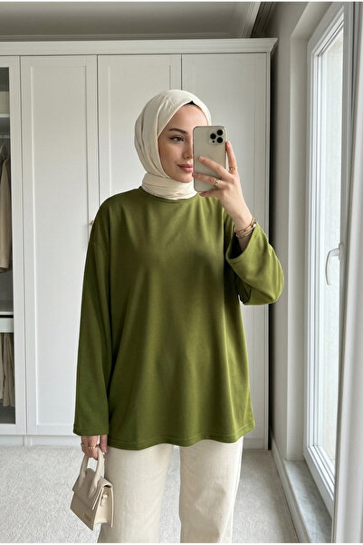 Kirazca Butik Women's Crew Neck Casual Long Sleeve Blouse Tunic
