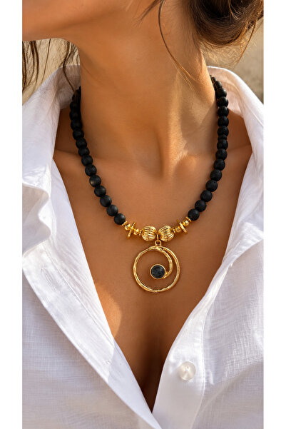 Nevaa Still Lava Stone Natural Stone Women's Necklace Design Necklace