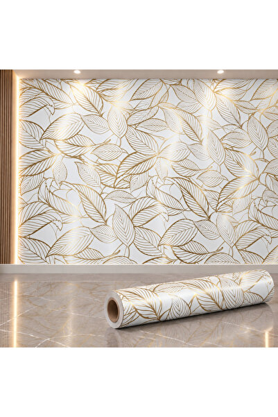 Tapetoo Home Decor Ταπετού ®   Λευκή και Χρυσή Μαρμάρινη Ταπετσαρία με Σχέδιο...