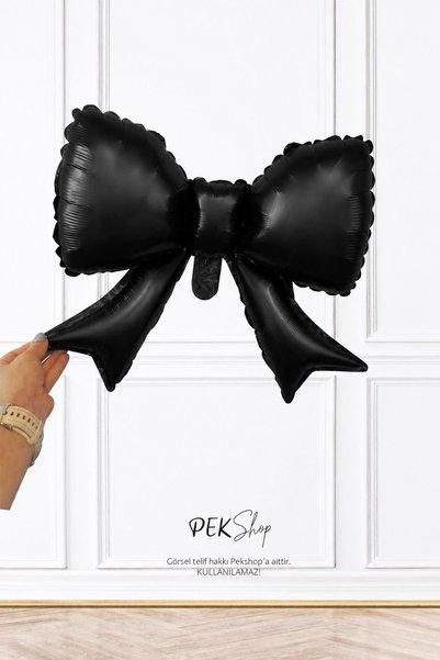 PEKSHOP Mini Siyah Fiyonk Folyo Balon 40x50 SİYAH Renk