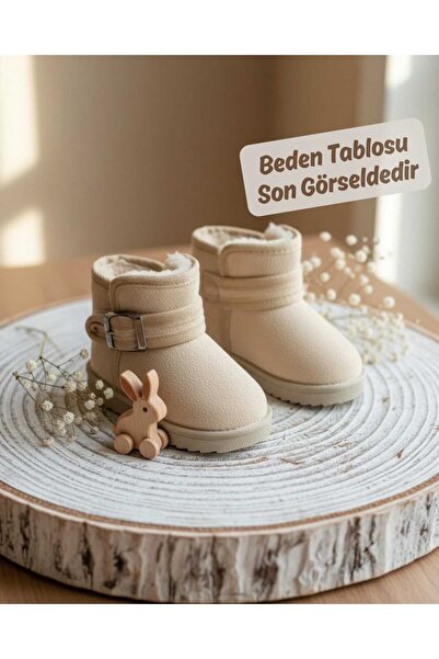 elma bebe Süet Görünümlü Günlük Okul Kreş Kız Erkek Bebek Çocuk Cırtlı İçi Yü...