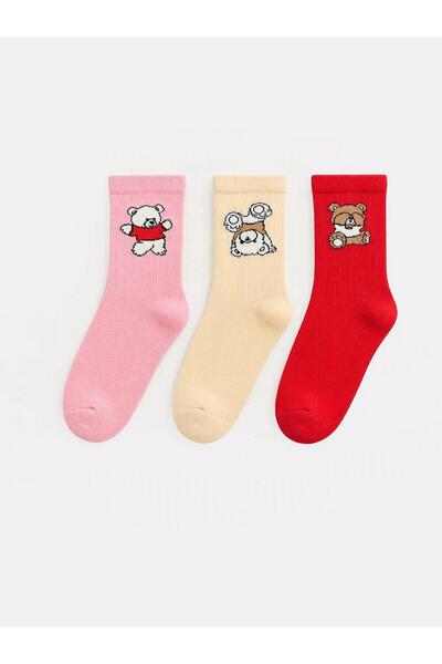 LC Waikiki 3-Piece Patterned Girls' Socks (W6)