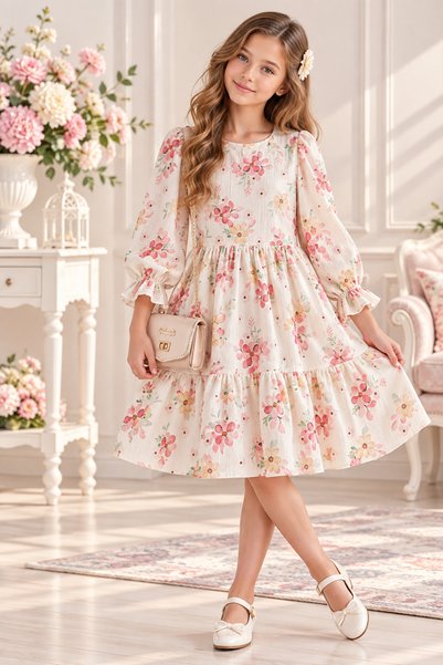 TİVİDO KİDS Tivido Kız Çocuk Elbise Çantalı Set