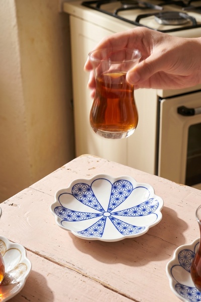 ACAR Dem 6'lı Porselen Çay Tabağı Mavi - 15 cm