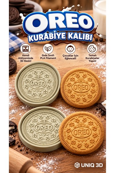 UNİQ 3D Oreo Temalı Kurabiye Kalıbı – Damga ve Kesici Kalıp