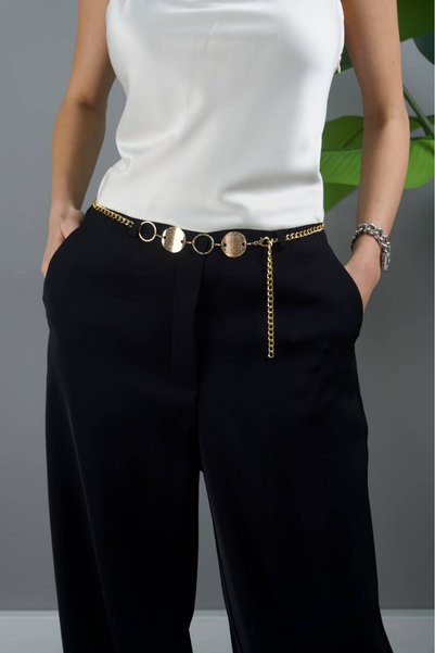 amurpars Halter Neck Satin Belt Detailed Jumpsuit