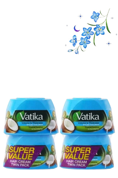 Vatika قطعتان من كريم تصفيف الشعر للحجم والكثافة بجوز الهند الاستوائي 140 مل ...
