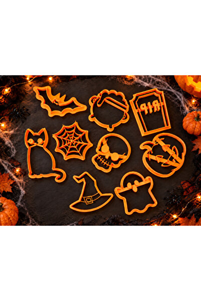 9'lu Halloween Kurabiye Kalıbı Seti - Cadılar Bayramı Hamur Kesici Figür Seti
