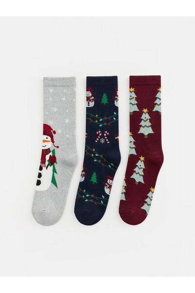 LC Waikiki Mixed 3-Pack New Year's Themed Boys' Socks (W6)