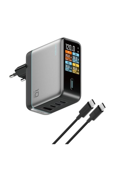 Cuktech Incarcator de priza Cuktech, GaN, 120W, 3x USB-C, 1x USB, ecran tacti...