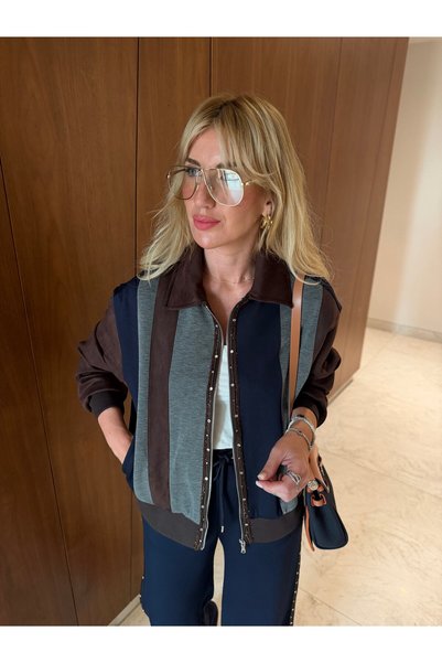 Genel Markalar Orijinal Model , Lacivert & Gri Garnili , Acıkahve Takım
