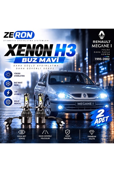 Oto Çizgi Renault Megane Sis Farı Xenon Buz Mavi LED Far Ampulü 12V 2 Adet Yü...