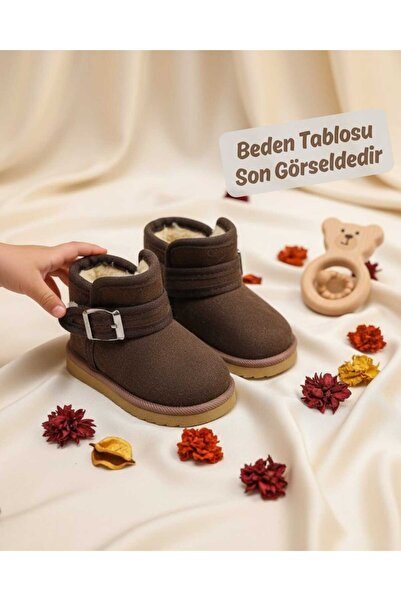 elma bebe Süet Görünümlü Günlük Okul Kreş Kız Erkek Bebek Çocuk Cırtlı İçi Yü...