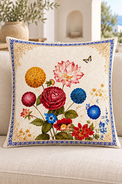 Cango Home Husă de pernă cu model floral Grădina Regală CGH1446